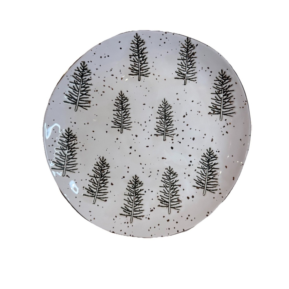 4‎ Potter's Studio 7 1/2" Side Plate with Green Pine Trees and Gold Snow Accents